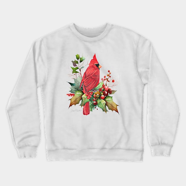 Cardinal Christmas on Shiplap A Crewneck Sweatshirt by Jean Plout Designs